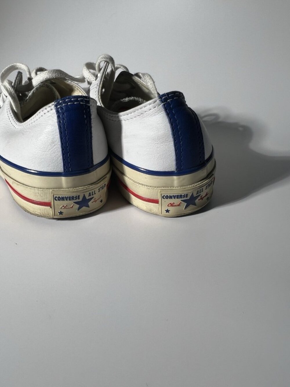 Converse Chuck Taylor All Star Leather White Blue Women’s 7 Men’s 5 - Picture 4 of 13